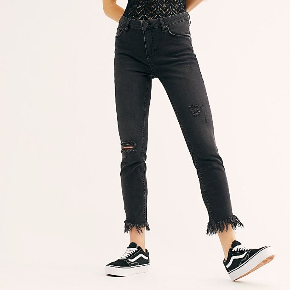 Free People Great Heights Frayed Skinny Jeans